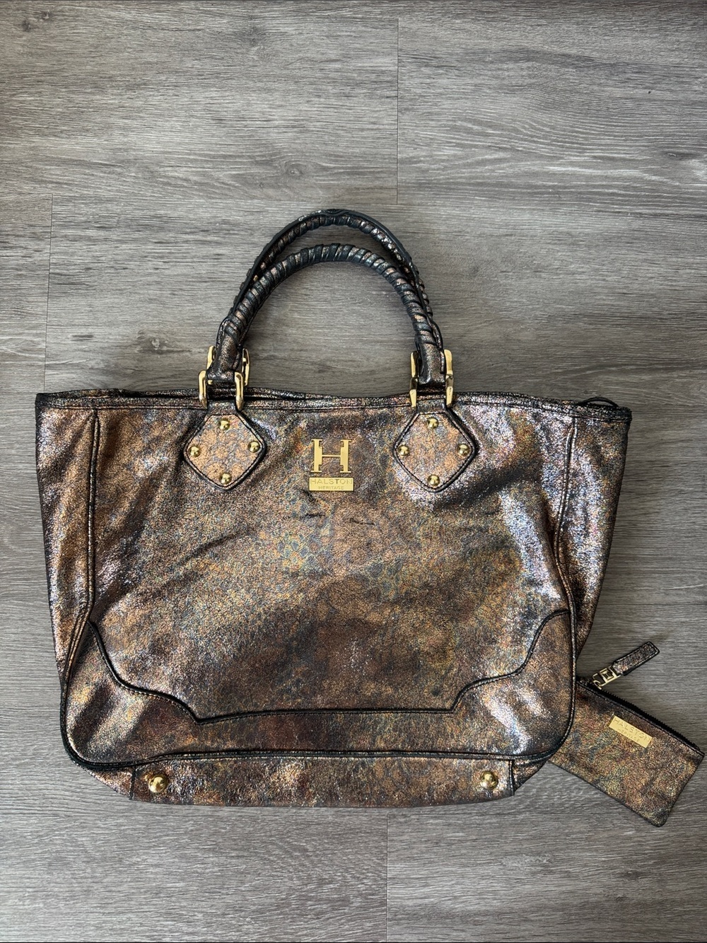 Halston Heritage Multicolored Metallic Tote Bag with Top Handles